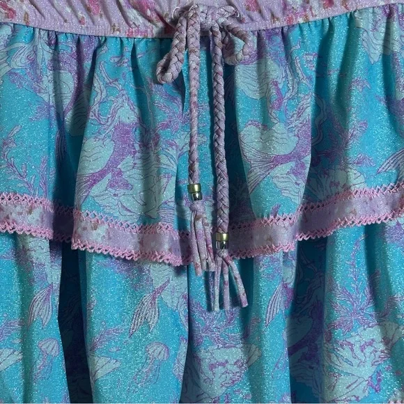 LoveShackFancy x Hurley Under The Sea cover up bathingsuit Tiered Ruffle Skirt - Picture 5 of 9